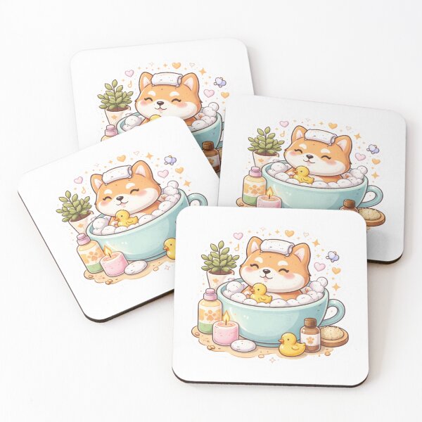 Item preview, Cute Shiba Inu Spa Day – Kawaii Dog Bath Sticker designed and sold by MrDev.