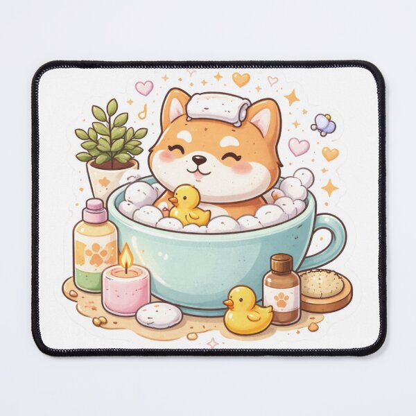 Item preview, Cute Shiba Inu Spa Day – Kawaii Dog Bath Sticker designed and sold by MrDev.