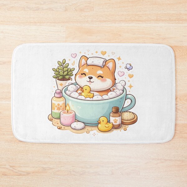 Item preview, Cute Shiba Inu Spa Day – Kawaii Dog Bath Sticker designed and sold by MrDev.