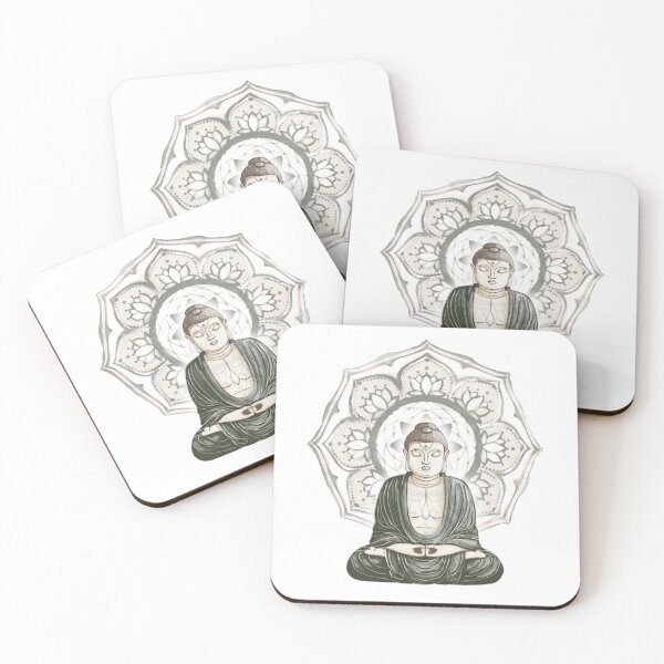 Item preview, Buddha Padma Watercolor - Pine Earth - Pine Fawn Coral Halo designed and sold by Irene Estelle.