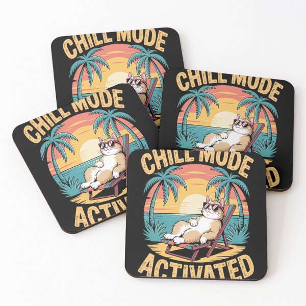 Item preview, Chill mode activated cat with glasses on beach designed and sold by StuffNestie.