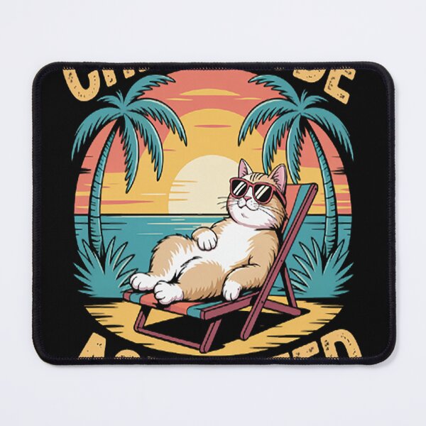 Item preview, Chill mode activated cat with glasses on beach designed and sold by StuffNestie.