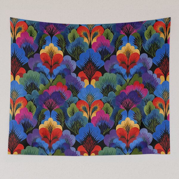 Item preview, Luxury Dark Floral Pattern | Bold Scandinavian Botanical | Vibrant Modern Retro Flower Design designed and sold by CraftedHome.