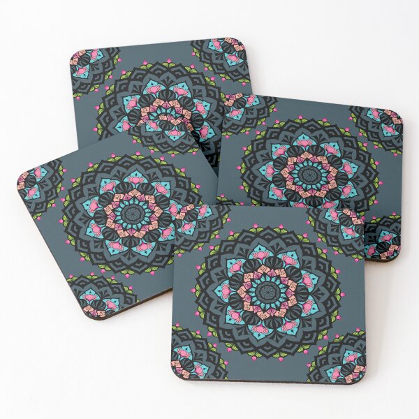 Item preview, Intricate Floral Mandala Art with Vibrant Pink, Teal, and Peach Accents designed and sold by StudioNoRule.