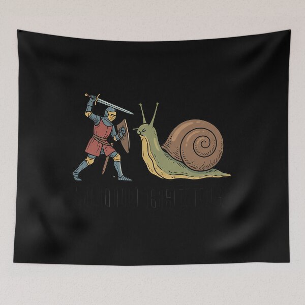 Item preview, Slow Battle Medieval Knight Vs Snail Art designed and sold by tcygmafem48.