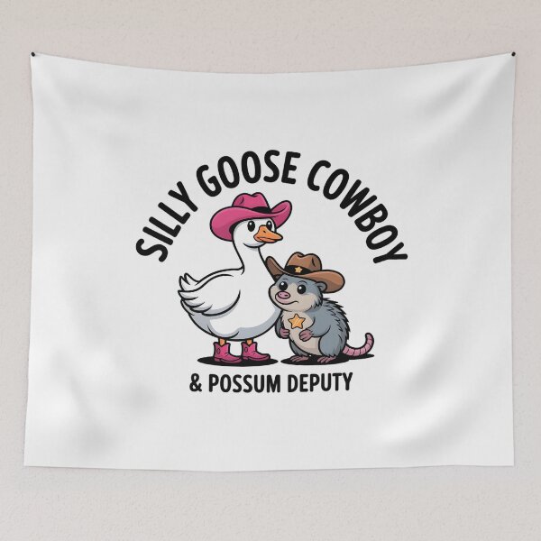 Item preview, Kawaii Goose & Anxious Possum Cowboy Vibe Aesthetic Art designed and sold by Mr-wow.