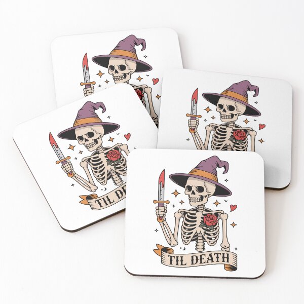 Item preview, happy halloween skeleton holding a knife designed and sold by PunkNation-Arts.