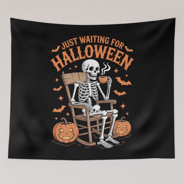 Item preview, Just Waiting For Halloween Skeleton Spooky Vibe Summer designed and sold by PunkNation-Arts.