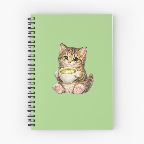 Item preview, cat drinking matcha latte designed and sold by PasoaPaso2025.