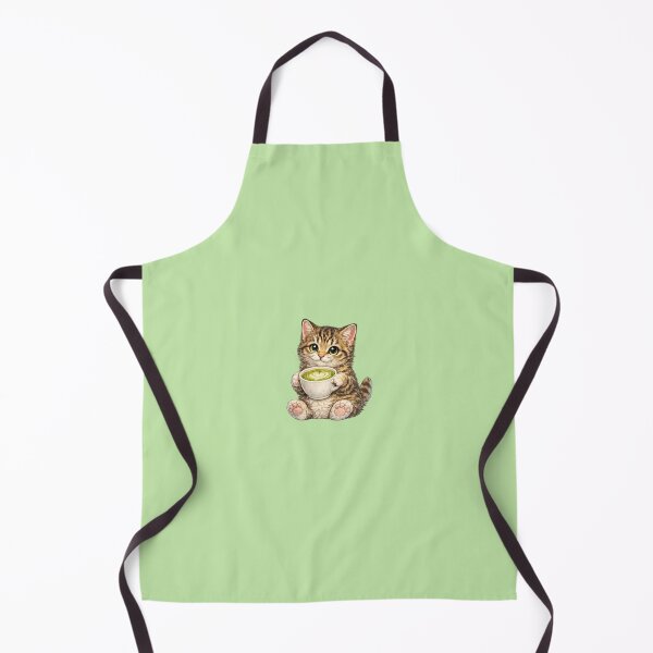 Item preview, cat drinking matcha latte designed and sold by PasoaPaso2025.