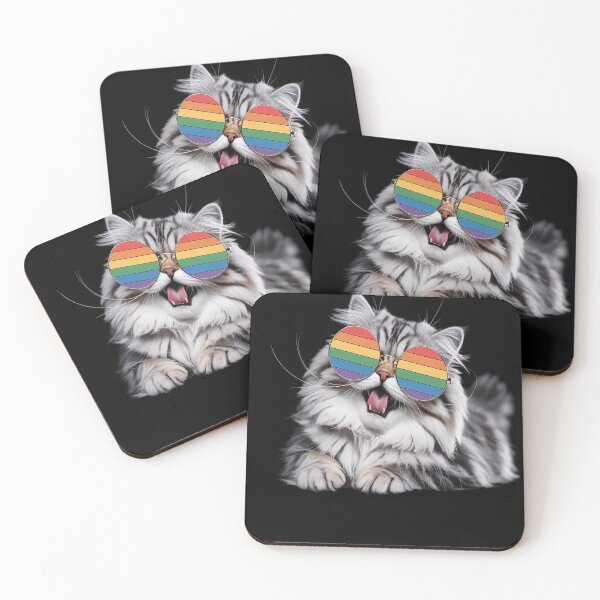 Item preview, Cat Gay Pride Rainbow Sunglasses LGBTQ designed and sold by LacostCarl.