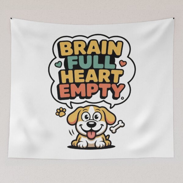 Item preview, Brain Full Heart Empty – Cute Dog Cartoon Humor Design designed and sold by NewUSShop.