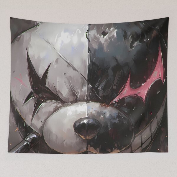 Item preview, Monokuma Danganronpa Monochrome Split Mascot Closeup designed and sold by TanglenRabbit.