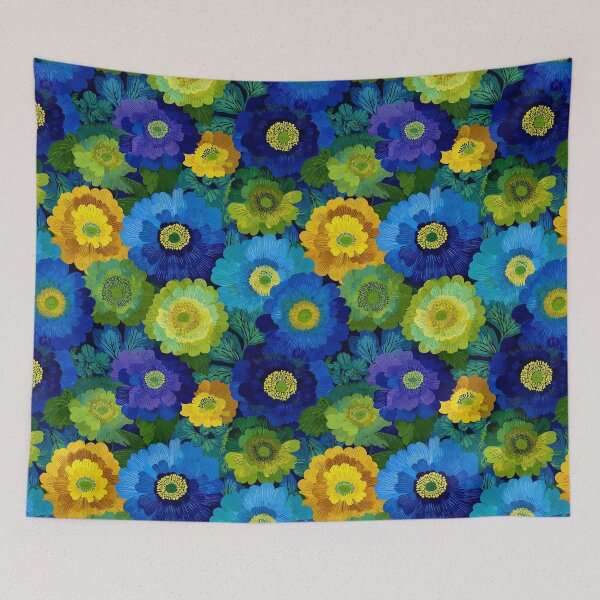 Item preview, Vibrant Scandinavian Marimekko Floral Pattern | Bold Blue Green Flowers | Retro Modern Botanical Design designed and sold by CraftedHome.