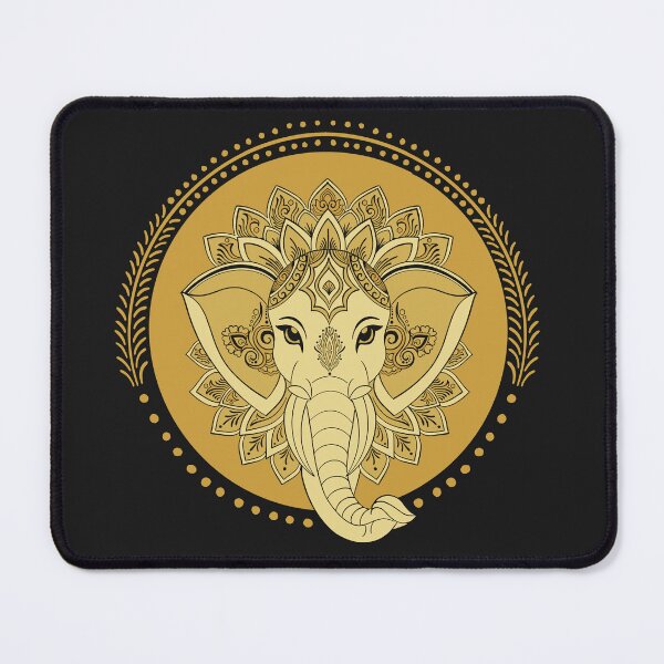 Item preview, Black Gold Elephant Mandala Lotus Spiritual Art designed and sold by DColourMuse.
