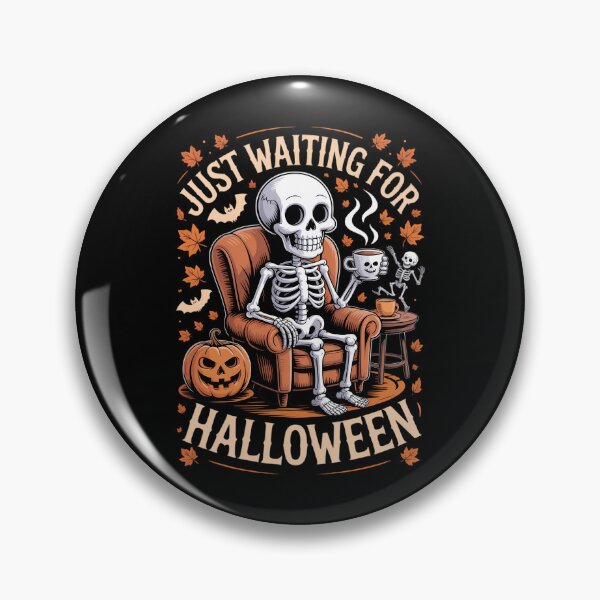 Item preview, Just Waiting for Halloween Skeleton Pumpkin Coffee designed and sold by HellD3vil-Art.