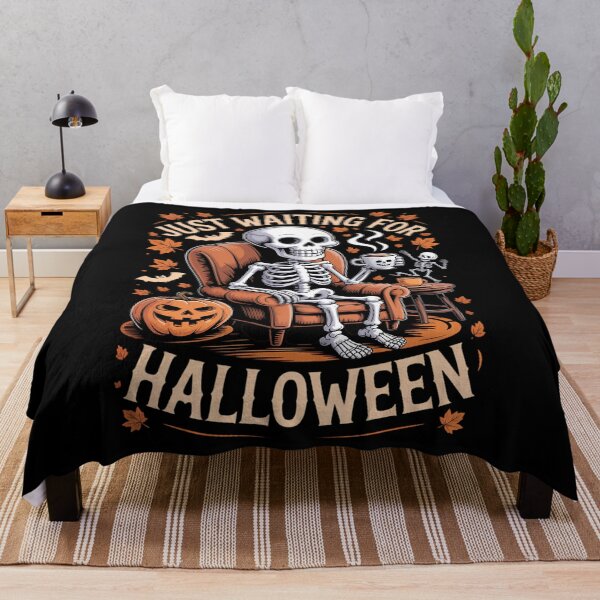 Item preview, Just Waiting for Halloween Skeleton Pumpkin Coffee designed and sold by HellD3vil-Art.