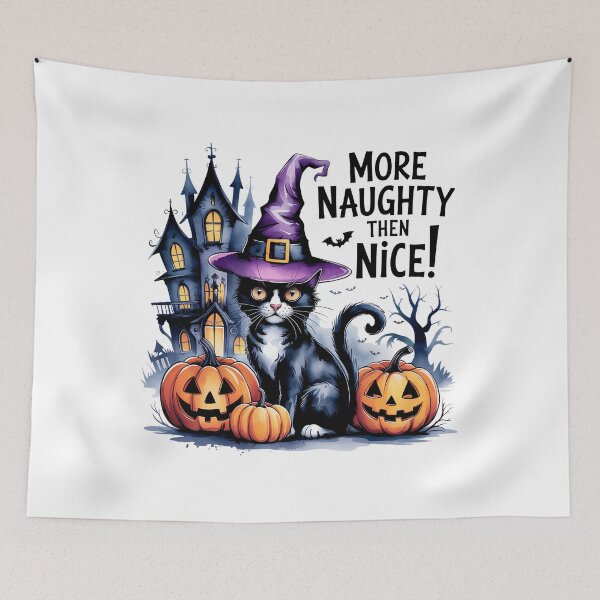 Item preview, More Naughty then nice black cat witch halloween designed and sold by HellD3vil-Art.