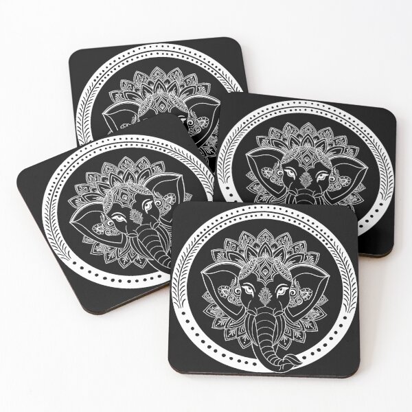 Item preview, Black White Elephant Mandala — Boho Spiritual Zen Art designed and sold by DColourMuse.
