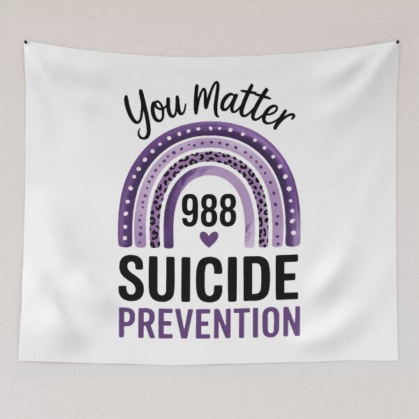 Item preview, Rainbow you matter 988 suicide prevention colorful ribbon designed and sold by HellD3vil-Art.