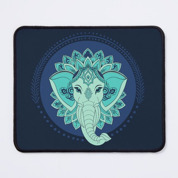 Item preview, Navy Teal Elephant Mandala Lotus Spiritual Ocean Art designed and sold by DColourMuse.