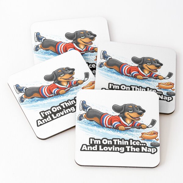 Item preview, Dachshund Hockey Nap - I’m On Thin Ice And Loving The Nap Sticker designed and sold by Gentlestate.