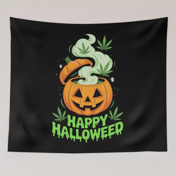 Item preview, Pumpkin Smoking Weed Cannabis Marijuana Stoner designed and sold by HellD3vil-Art.
