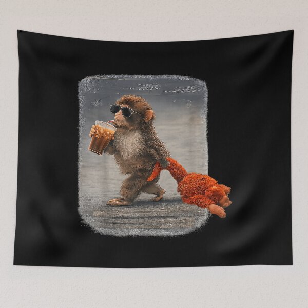 Item preview, Baby Monkey Punch Drinking Iced Coffee designed and sold by ViVarRi.