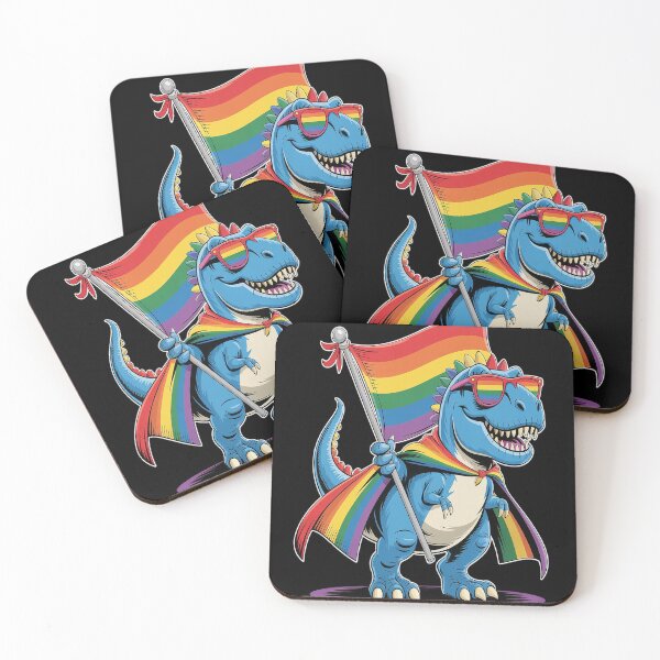 Item preview, Dinosaur Gay Pride LGBT Rainbow Flag designed and sold by StuffNestie.