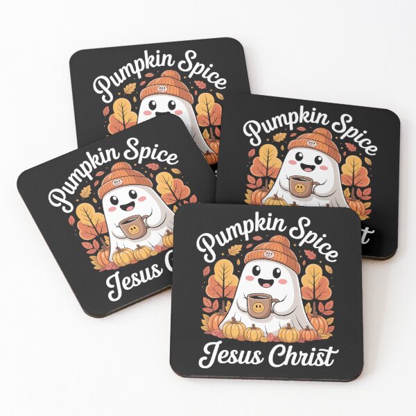 Item preview, Pumpkin spice & Jesus Christ ghost pumpkin spice Halloween designed and sold by HellD3vil-Art.