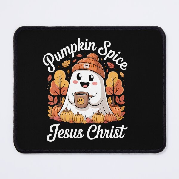 Item preview, Pumpkin spice & Jesus Christ ghost pumpkin spice Halloween designed and sold by HellD3vil-Art.