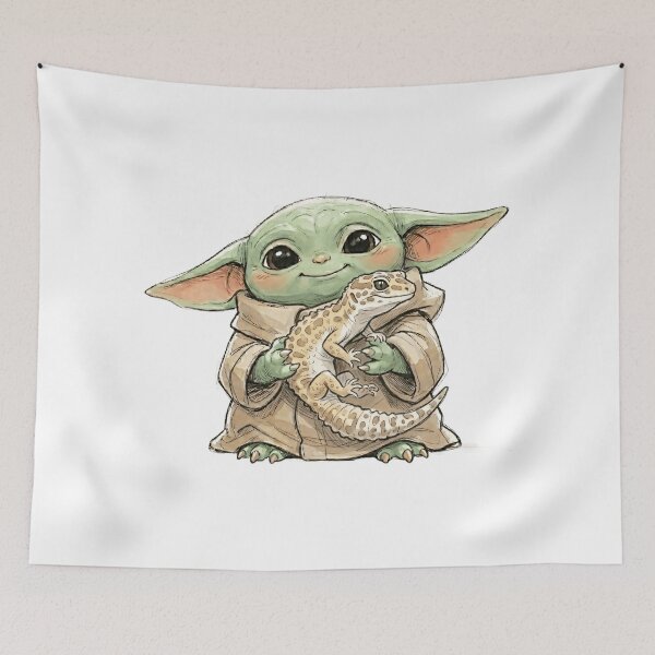 Item preview, BABY YODA WITH LEOPARD GECKO designed and sold by LIS AND MELIVERSO.