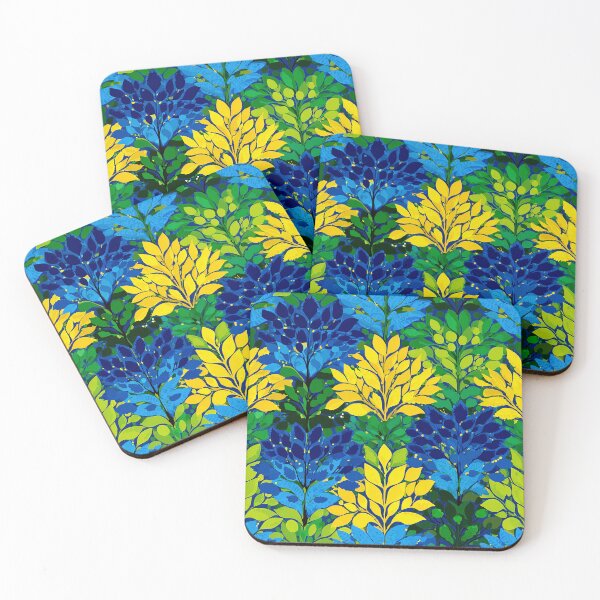 Item preview, Vibrante estampado botánico de hojas | Diseño floral escandinavo azul y amarillo | Diseño moderno de follaje tropical designed and sold by CraftedHome.