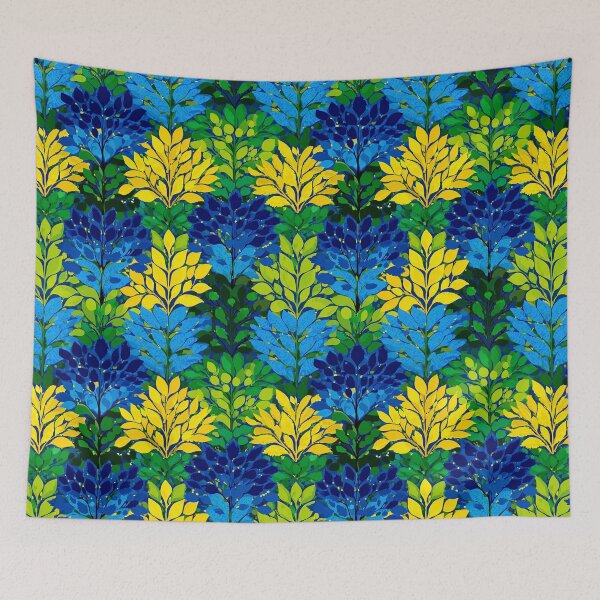 Item preview, Vibrant Botanical Leaf Pattern | Scandinavian Blue Yellow Floral | Modern Tropical Foliage Design designed and sold by CraftedHome.