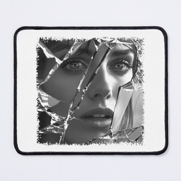 Item preview, Shattered Glass Woman Portrait Black and White Surreal Art designed and sold by inkoutninja.