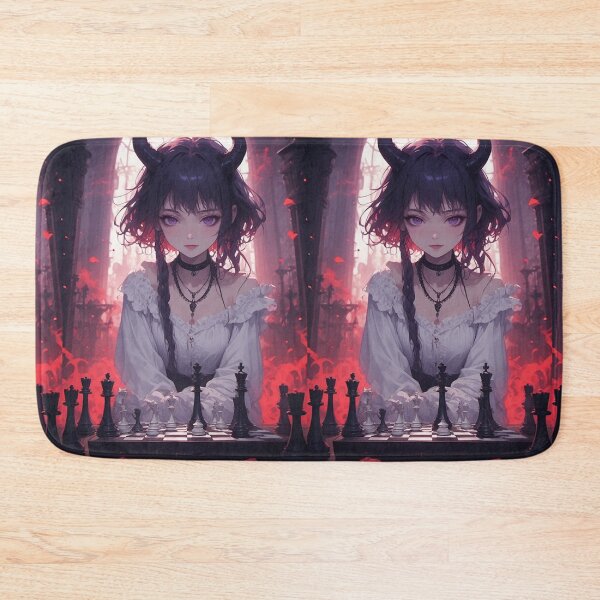 Item preview, anime demon girl playing chess designed and sold by ArtsJulian.