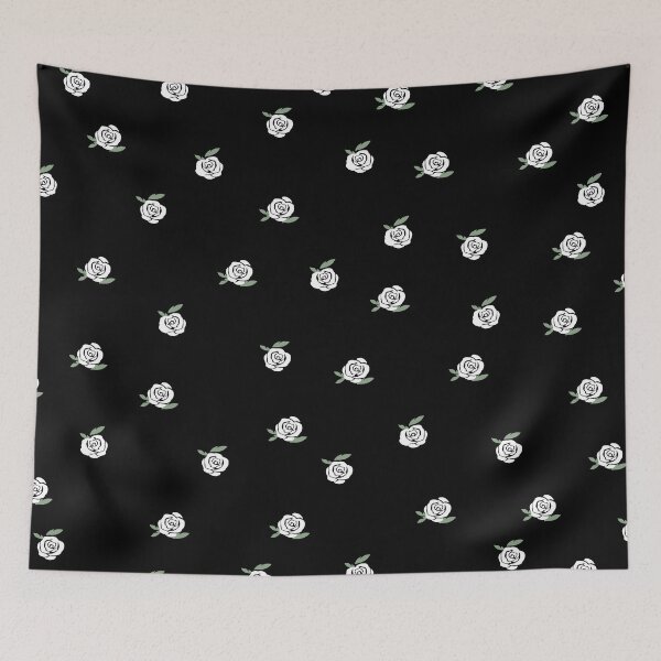 Item preview, Cute White Rose Pattern on Black Background designed and sold by kindacute-shop.