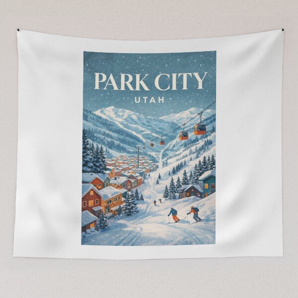 Item preview, Park City Utah Wasatch Mountains Winter Ski Slopes and Alpine Village designed and sold by Aryabek.