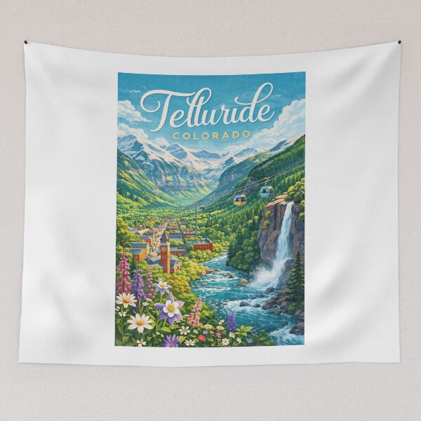 Item preview, Telluride Colorado Bridal Veil Falls Mountain Village Gondola Scene designed and sold by Aryabek.