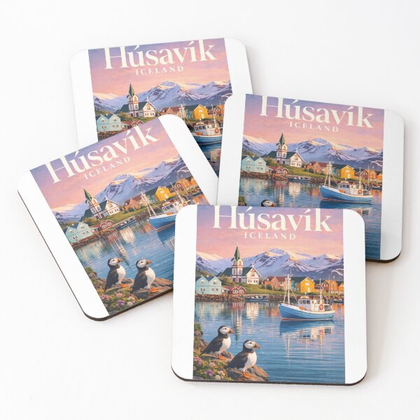 Item preview, Húsavík Iceland Norðurland eystra Harbor Puffins View designed and sold by Aryabek.
