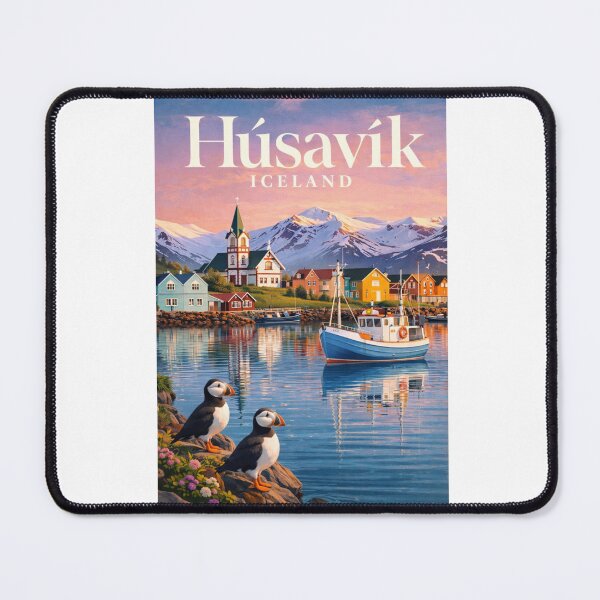 Item preview, Húsavík Iceland Norðurland eystra Harbor Puffins View designed and sold by Aryabek.