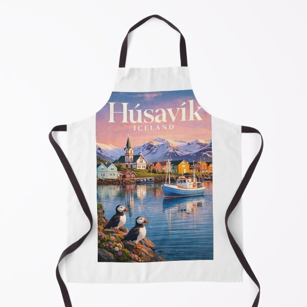 Item preview, Húsavík Iceland Norðurland eystra Harbor Puffins View designed and sold by Aryabek.