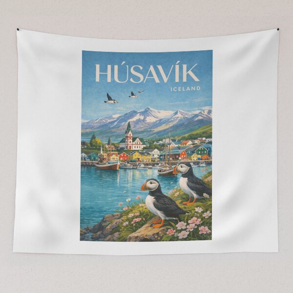 Item preview, Húsavík Iceland Skjálfandi Bay Colorful Town Norðurland eystra designed and sold by Aryabek.