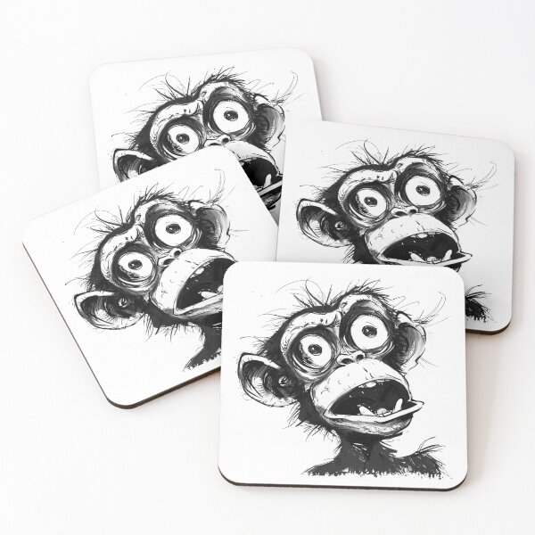 Item preview, Funny Monkey Face Black and White Cartoon Sketch Art designed and sold by inkoutninja.