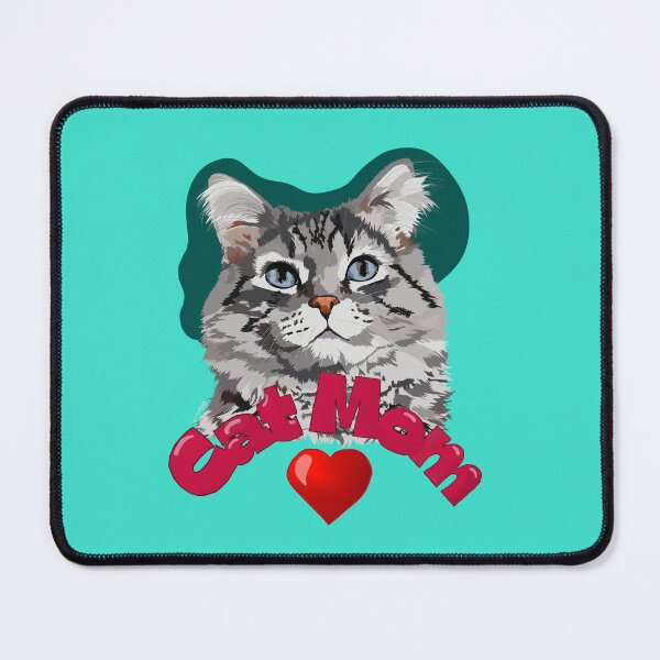 Item preview, Fluffy Blue Eyed Tabby Cat Mom Vector Illustration designed and sold by BHDigitalArt.
