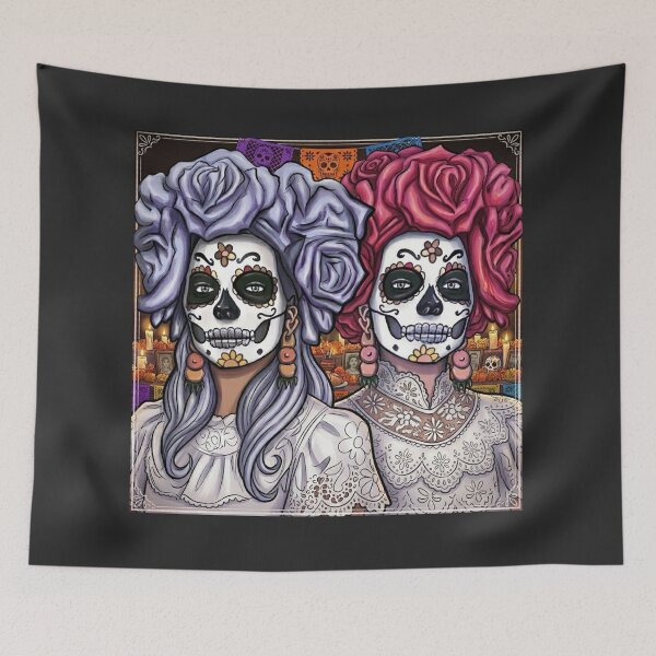 Item preview, Vintage Mexican Sugar Skull Sisters Illustration designed and sold by KabronX.