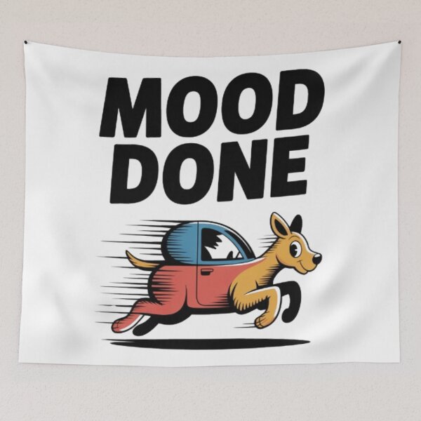 Item preview, Mood Done Funny Running Dog Car Hybrid Graphic Tee Design designed and sold by NewUSShop.