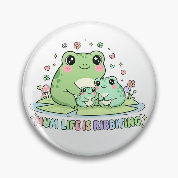 Item preview,  Cute Kawaii Pastel Cottagecore Mama Frog With Baby Frog On Lily Pad  designed and sold by Tiny Zoom.
