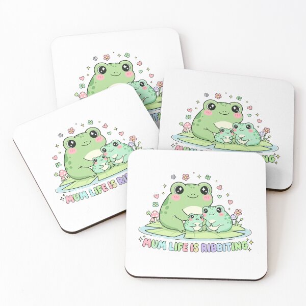 Item preview,  Cute Kawaii Pastel Cottagecore Mama Frog With Baby Frog On Lily Pad  designed and sold by Tiny Zoom.