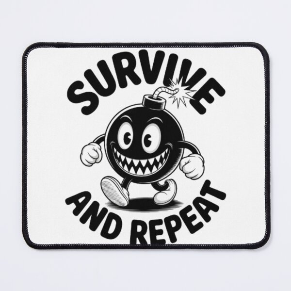 Item preview, Survive and Repeat Retro Bomb Character Streetwear Graphic designed and sold by NewUSShop.